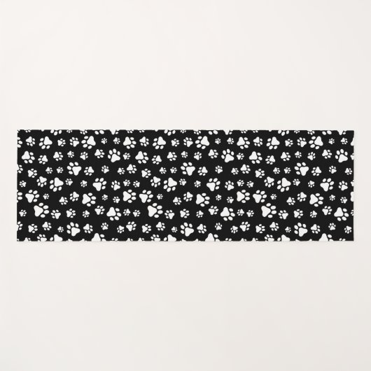 Patroon van Paws, Paw Prints, zwart en wit Yogamat (Voorkant (horizontaal))