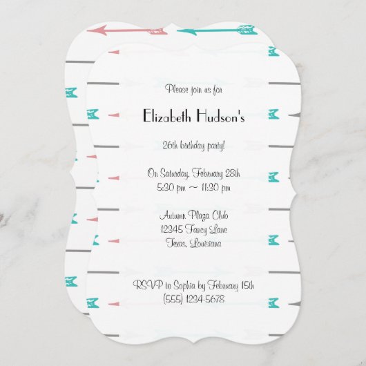 patroon van pijlen, kleurrijke pijlen, geboortedag kaart (Voorkant / Achterkant)