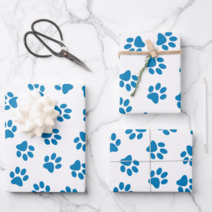 Patroon Van Pootafdrukken, Hondenpoten, Blauwe Poo Inpakpapier Vel