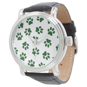 Patroon van Pootafdrukken, Hondenpoten, Groene Poo Horloge