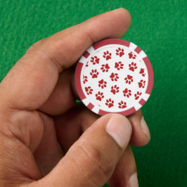 Patroon van Pootafdrukken, Hondenpoten, Rode Pootj Poker Chips