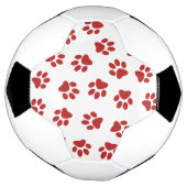 Patroon van pootafdrukken, hondenpoten, rode poten voetbal (Gedraaid)