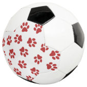 Patroon van pootafdrukken, hondenpoten, rode poten voetbal (Drie kwart)