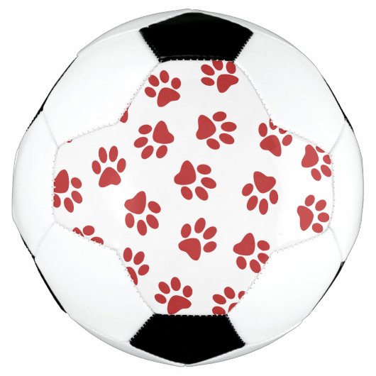 Patroon van pootafdrukken, hondenpoten, rode poten voetbal (Voorkant)