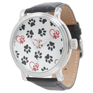 Patroon van pootjes, Zwarte pootjes, Rode pootjes, Horloge