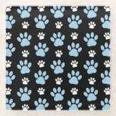 Patroon van poten, blauwe poten, reuzenpoten, dier glazen onderzetter (Voorkant)