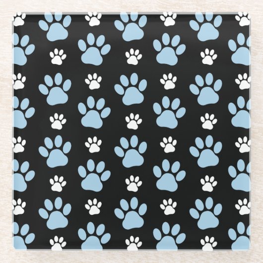 Patroon van poten, blauwe poten, reuzenpoten, dier glazen onderzetter (Voorkant)