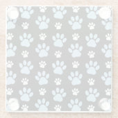 Patroon van poten, blauwe poten, reuzenpoten, dier glazen onderzetter (Achterkant)