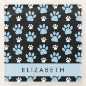 Patroon van poten, blauwe poten, reuzenpoten, Jouw Glazen Onderzetter (Voorkant)