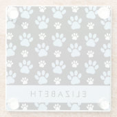 Patroon van poten, blauwe poten, reuzenpoten, Jouw Glazen Onderzetter (Achterkant)