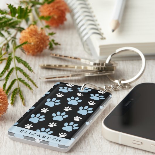 Patroon van poten, blauwe poten, reuzenpoten, Jouw Sleutelhanger (Voorkant Rechts)