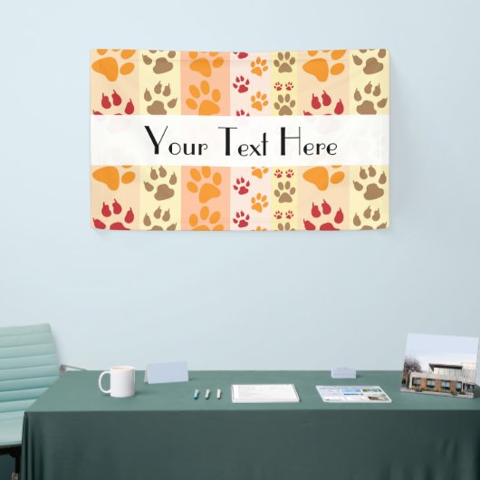 Patroon van poten, honden, stippen, staafjes spandoek (Beurs)