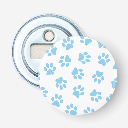 Patroon van poten, hondenpoten, baby blauwe poten button flesopener (Voorkant)