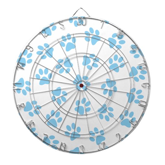 Patroon van poten, hondenpoten, baby blauwe poten dartbord (Voorkant)