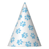 Patroon van poten, hondenpoten, baby blauwe poten feesthoedjes (Links)