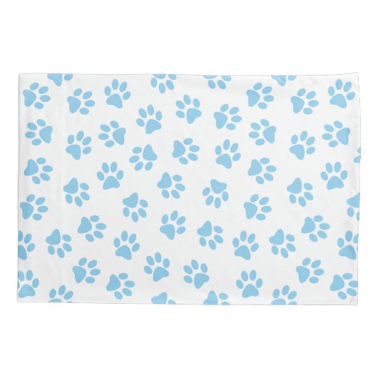 Patroon van poten, hondenpoten, baby blauwe poten kussensloop (Achterkant)