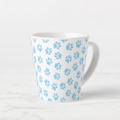 Patroon van poten, hondenpoten, baby blauwe poten latte mok (Rechterhoek)