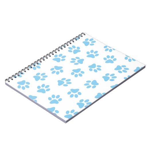 Patroon van poten, hondenpoten, baby blauwe poten notitieboek (Linkerzijde)