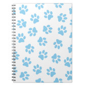 Patroon van poten, hondenpoten, baby blauwe poten notitieboek (Voorkant)