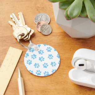 Patroon van poten, hondenpoten, baby blauwe poten sleutelhanger