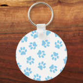 Patroon van poten, hondenpoten, baby blauwe poten sleutelhanger (Voorkant)