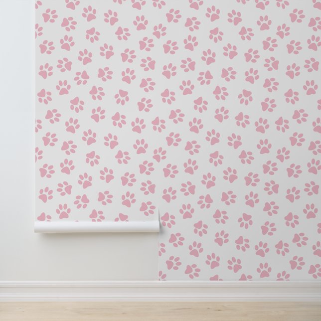 Patroon van poten, hondenpoten, Baby roze poten Behang (Applicatie)