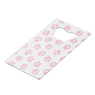 Patroon van poten, hondenpoten, Baby roze poten Creditkaart Flessenopener