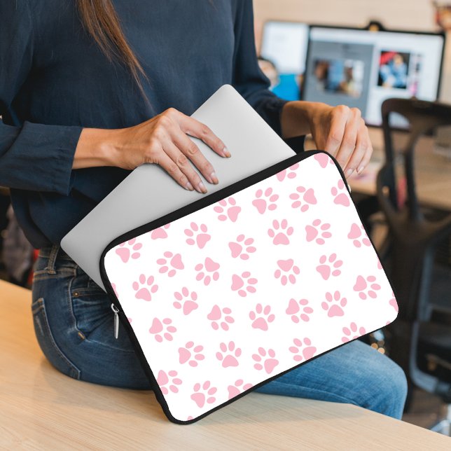 Patroon van poten, hondenpoten, Baby roze poten Laptop Sleeve (Creator heeft geüpload)
