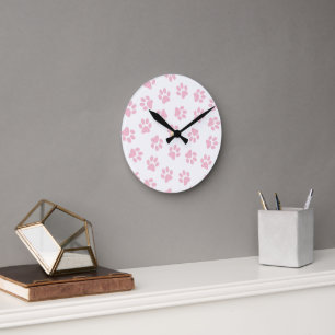 Patroon van poten, hondenpoten, Baby roze poten Ronde Klok