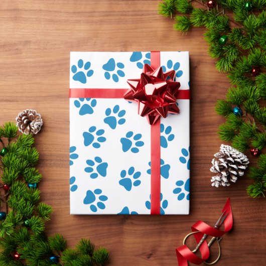 Patroon van poten, hondenpoten, blauwe poten cadeaupapier (Feestdagen Geschenken)