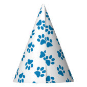 Patroon van poten, hondenpoten, blauwe poten feesthoedjes (Achterkant)