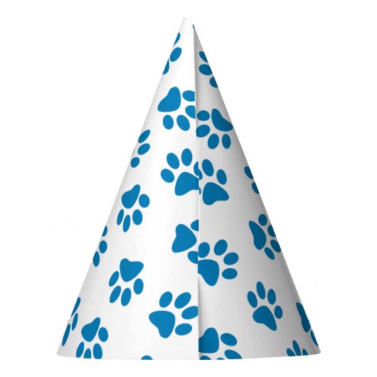 Patroon van poten, hondenpoten, blauwe poten feesthoedjes (Achterkant)