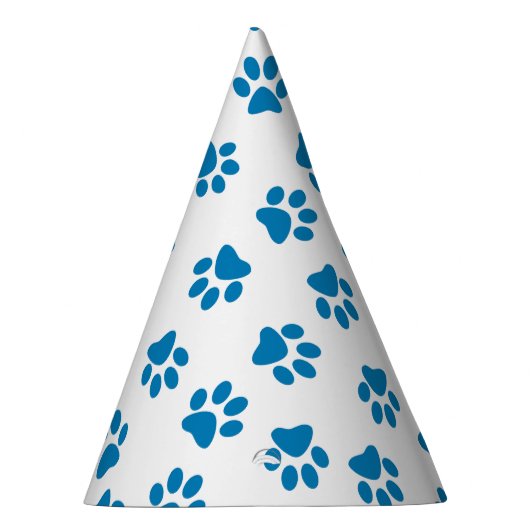 Patroon van poten, hondenpoten, blauwe poten feesthoedjes (Rechts)