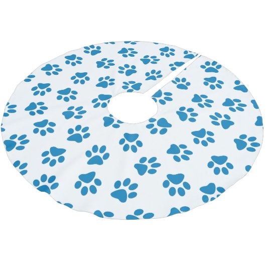 Patroon van poten, hondenpoten, blauwe poten kerstboom rok (Gekanteld)