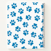 Patroon van poten, hondenpoten, blauwe poten notitieboek (Achterkant)
