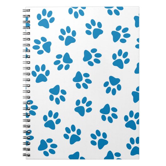 Patroon van poten, hondenpoten, blauwe poten notitieboek (Voorkant)