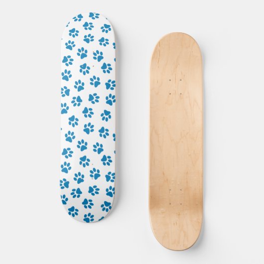 Patroon van poten, hondenpoten, blauwe poten persoonlijk skateboard (Voorkant)