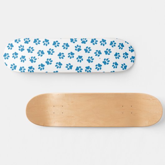 Patroon van poten, hondenpoten, blauwe poten persoonlijk skateboard (Horizontaal)