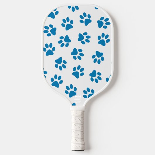 Patroon van poten, hondenpoten, blauwe poten pickleball paddle (Voorkant)