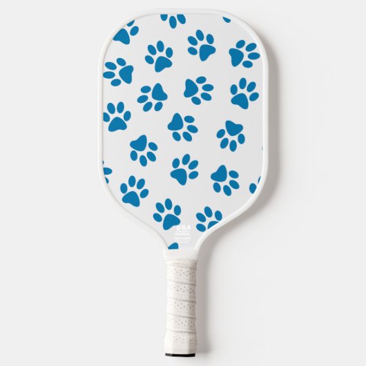 Patroon van poten, hondenpoten, blauwe poten pickleball paddle (Achterkant)