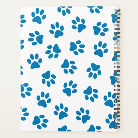 Patroon van poten, hondenpoten, blauwe poten planner (Achterkant)