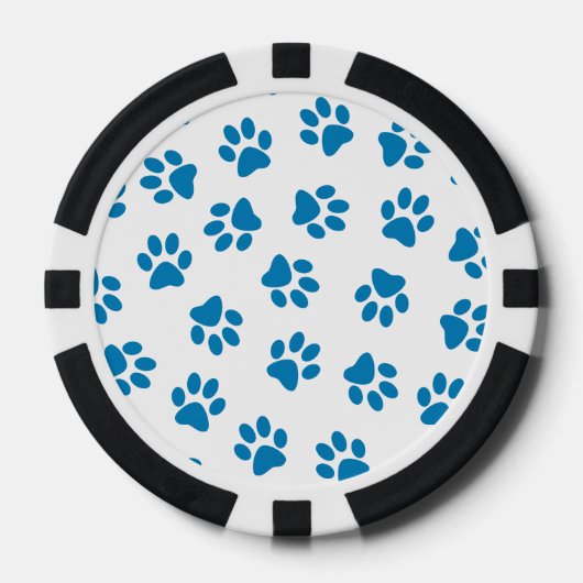 Patroon van poten, hondenpoten, blauwe poten poker chips (Voorkant)
