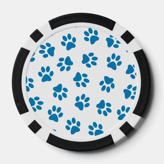 Patroon van poten, hondenpoten, blauwe poten poker chips (Achterkant)