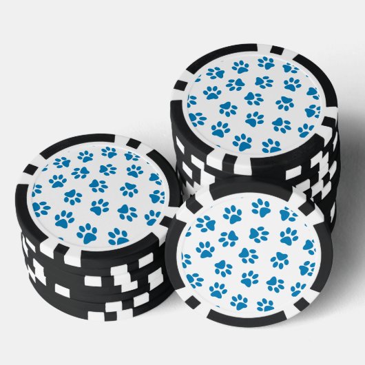 Patroon van poten, hondenpoten, blauwe poten poker chips (Opstapeling)
