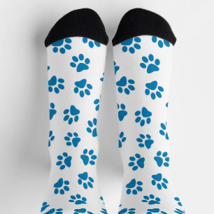 Patroon van poten, hondenpoten, blauwe poten sokken