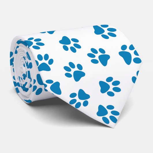 Patroon van poten, hondenpoten, blauwe poten stropdas (Opgerold)
