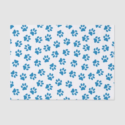Patroon van poten, hondenpoten, blauwe poten tissuepapier (Voorkant)