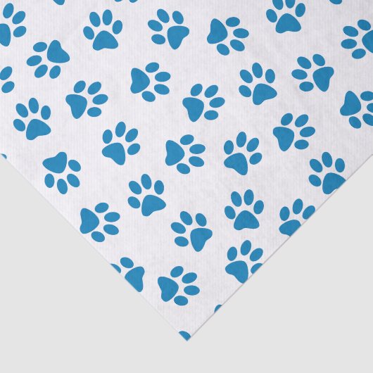 Patroon van poten, hondenpoten, blauwe poten tissuepapier (Detail)