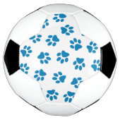 Patroon van poten, hondenpoten, blauwe poten voetbal (Gedraaid)