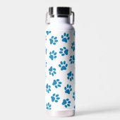 Patroon van poten, hondenpoten, blauwe poten waterfles (Voorkant)